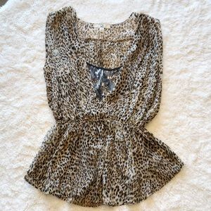 {Ya Los Angeles} Leopard Top w Sequin Shell